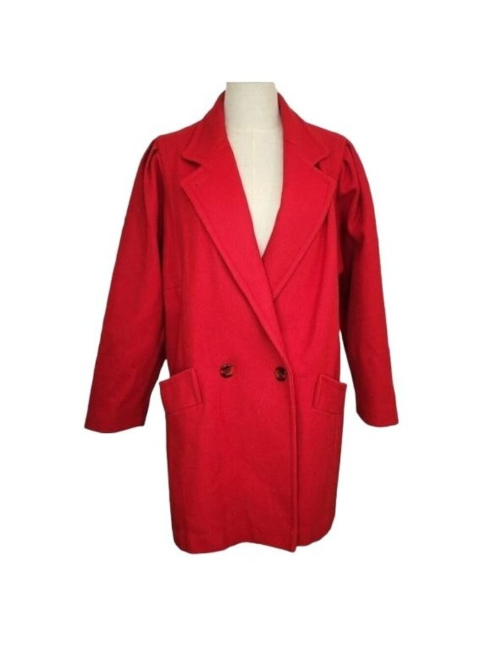 VTG Andrea Marin Andover Forstmann Wool Trench Cocoon 70s 80s Parisian 12 - Picture 2 of 8